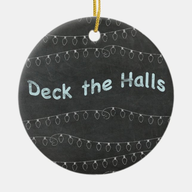 Chalkboard Personlig Deck the Halls Julgransprydnad Keramik (Framsidan)