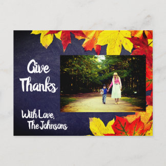 Chalkboard Personlig Photo | THANKSGIVING Vykort