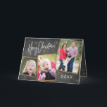 Chalkboard Photo Collage Faux Guld Glitter Helgkort<br><div class="desc">Skicka önskemål för ett God jul med det här moderna helgdag-kortet med en fotokollage på stil-bakgrunden i ett kritbord.</div>