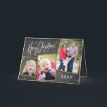 Chalkboard Photo Collage Faux Guld Glitter Helgkort<br><div class="desc">Skicka önskemål för ett God jul med det här moderna helgdag-kortet med en fotokollage på stil-bakgrunden i ett kritbord.</div>