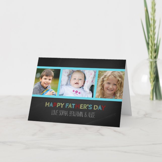 Chalkboard Photo Lycklig Fars dag-kort Kort (Framsida)