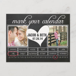 Chalkboard Photo Save Date Calendar Postcard Meddelande Vykort