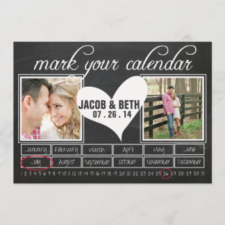 Chalkboard Photo Save Date Calendar Spara Datumet