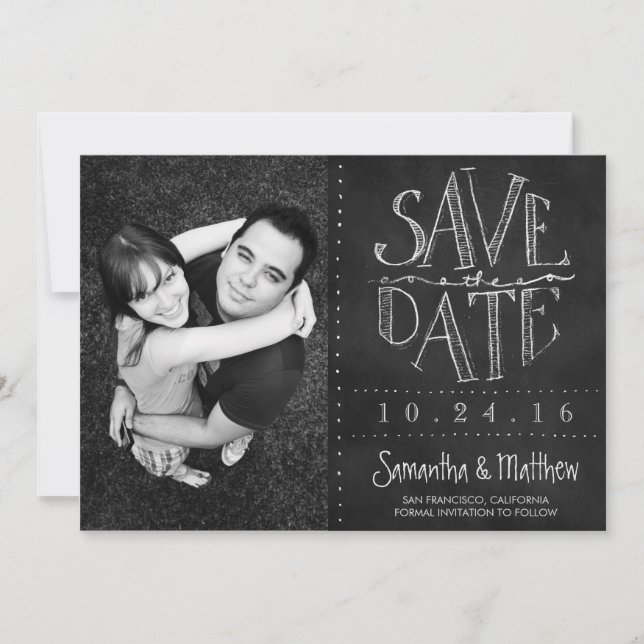Chalkboard Photo Save Date Spara Datumet (Framsida)