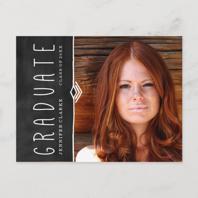 CHALKBOARD PHOTO STUDENTFEST INVIKATION INBJUDAN VYKORT (Framsida)