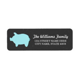 Chalkboard Piggie-Adressetiketter / Blue Returadress Etikett