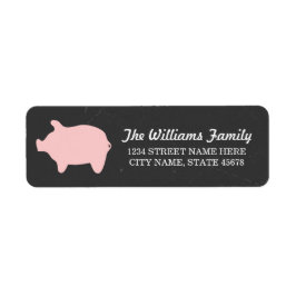 Chalkboard Piggie-Adressetiketter/Rosa Returadress Etikett