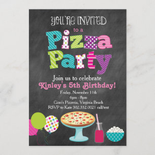 Chalkboard Pizza Party bjudan (Flickor) Inbjudningar