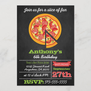 Chalkboard Pizza Party-inbjudningar Inbjudningar