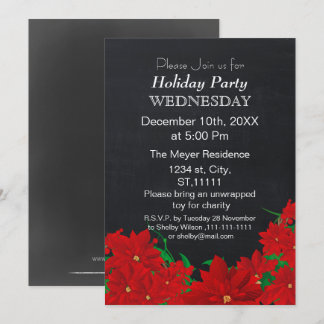 Chalkboard Poinsettias Julfest-inbjudan Inbjudningar