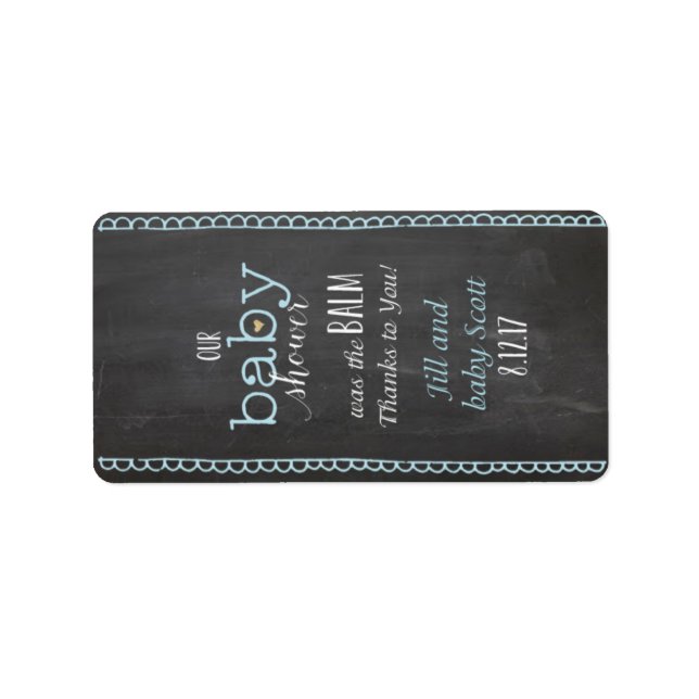 Chalkboard Posh Baby Shower Lip Balm-etikett - anp Adressetikett (Framsidan)