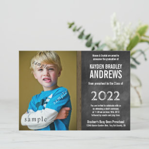 Chalkboard Preschool Studenten med Photo Inbjudningar