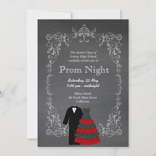 Chalkboard Prom Inbjudningar (Framsida)