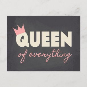 Chalkboard Queen of All Text Design Vykort
