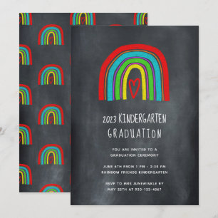 Chalkboard Rainbow Kindergarten Studenten Inbjudningar