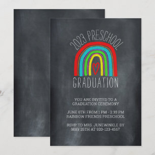 Chalkboard Rainbow Preschool Studenten-inbjudan Inbjudningar