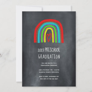 Chalkboard Rainbow Preschool Studenten Inbjudningar