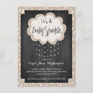 Chalkboard Raindrop Sprinkle-inbjudan till Baby Inbjudningar