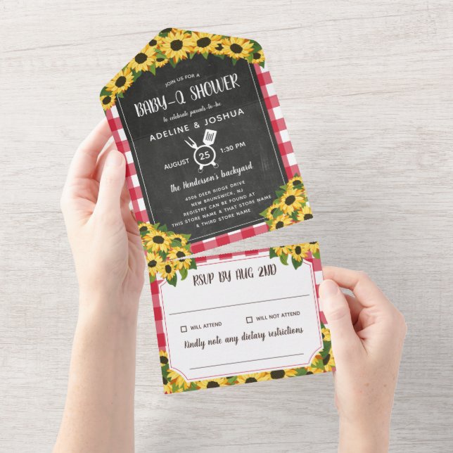Chalkboard Red Gingham Sunwers Baby-Q Shower (Avrivbar del)