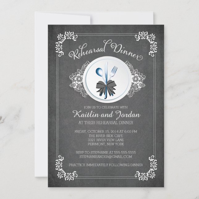 Chalkboard Rehearsal Dinner Party-inbjudan Inbjudningar (Framsida)