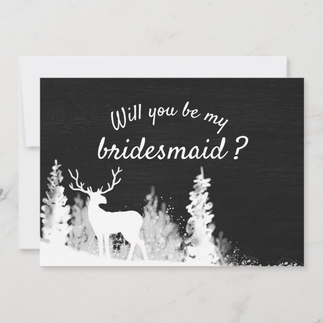 Chalkboard Reindeer jul Bröllop | Bridesmaid Inbjudningar (Framsida)