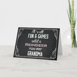 Chalkboard Reindeer Springa over Grandma Helgkort