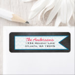 Chalkboard-Returadress Returadress Etikett<br><div class="desc">Cute Vintage Aqua Hjort med kort Färgad Ornaments</div>