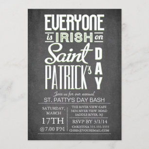 Chalkboard Roligt Typography St. Patrick's Day Par Inbjudningar
