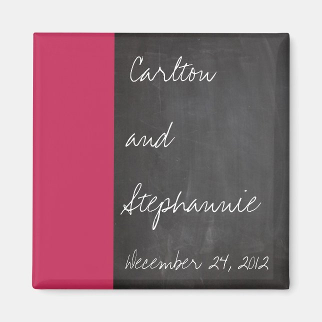 Chalkboard Rosa Bröllop Magnet (Framsidan)