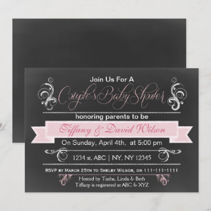 Chalkboard rosa Couples Baby duschinbjudan Inbjudningar