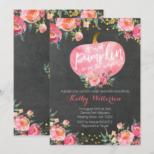 Chalkboard Rosa Fall Pumpkin-inbjudan Inbjudningar