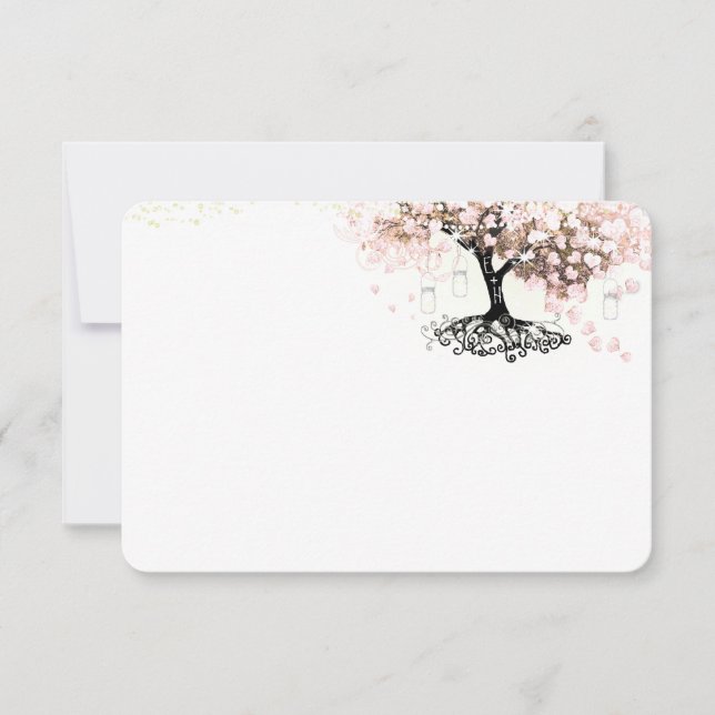 Chalkboard Rosa Heart Löv Träd Bröllop Tack (Framsida)