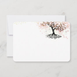 Chalkboard Rosa Heart Löv Träd Bröllop Tack Kort