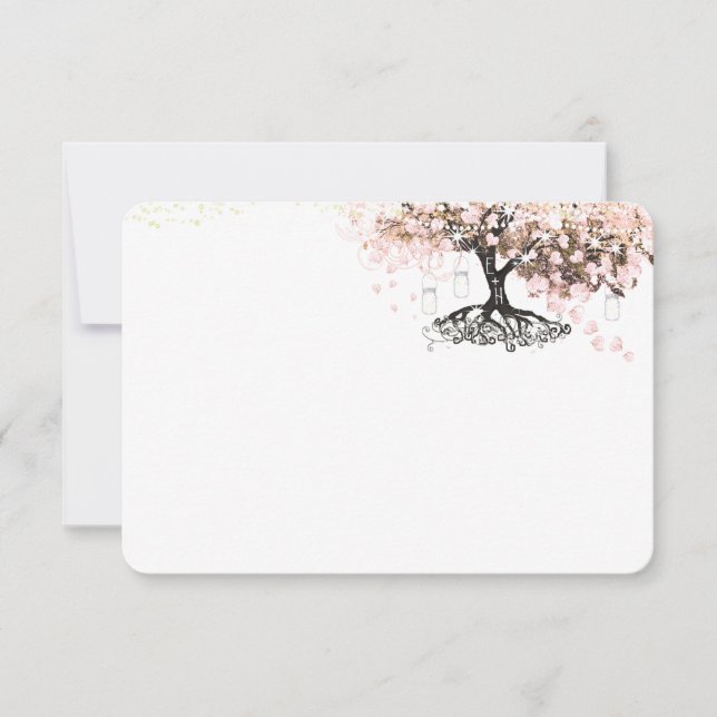 Chalkboard Rosa Heart Löv Träd Tack Kort (Framsida)