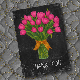 Chalkboard Rosa Tulips Tack Kort