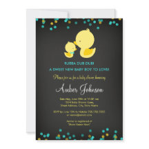 Chalkboard Rubber Anka Baby Shower-inbjudan