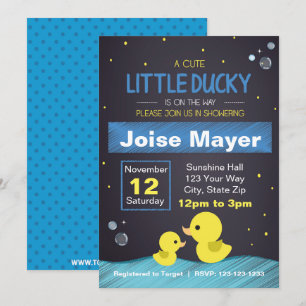 Chalkboard Rubber Ducky-inbjudan (Boy) Inbjudningar