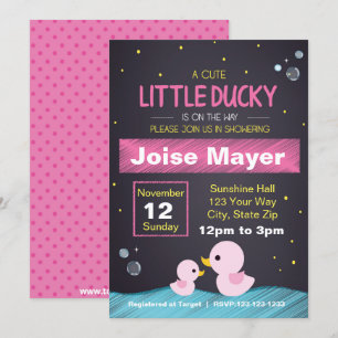 Chalkboard Rubber Ducky Inbjudan (flicka)