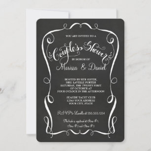 Chalkboard Rulla Par Shower Calligraphy Inbjudningar