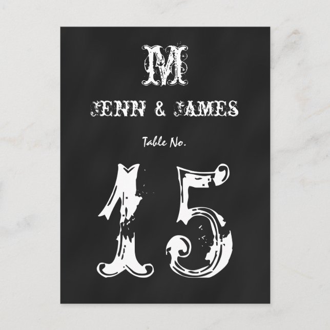 Chalkboard Rustic Bröllop Bordsnummer Card (Framsida)
