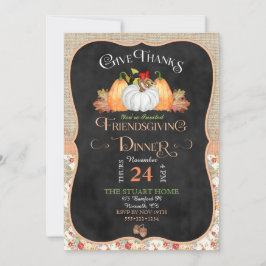 Chalkboard Rustic Land Friendsgiving Burlap Inbjudningar