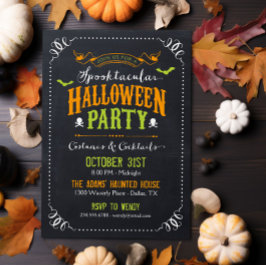 Chalkboard Rustic Spooktacular Halloween fest Inbjudningar