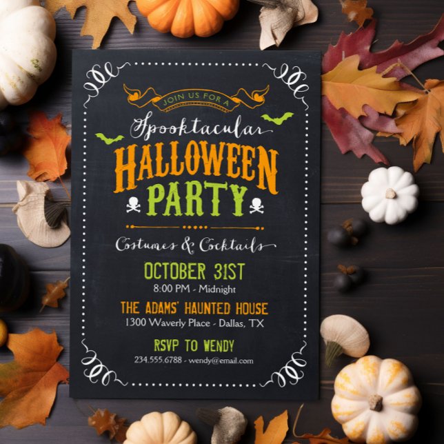 Chalkboard Rustic Spooktacular Halloween fest Inbjudningar (Skapare uppladdad)