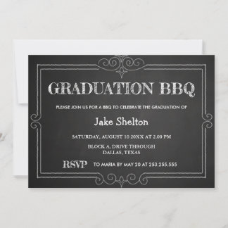 Chalkboard Rustic Studenten BBQ | Handskriven Inbjudningar