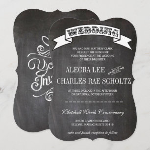 Chalkboard RUSTIC Vintage Typography Inbjudan