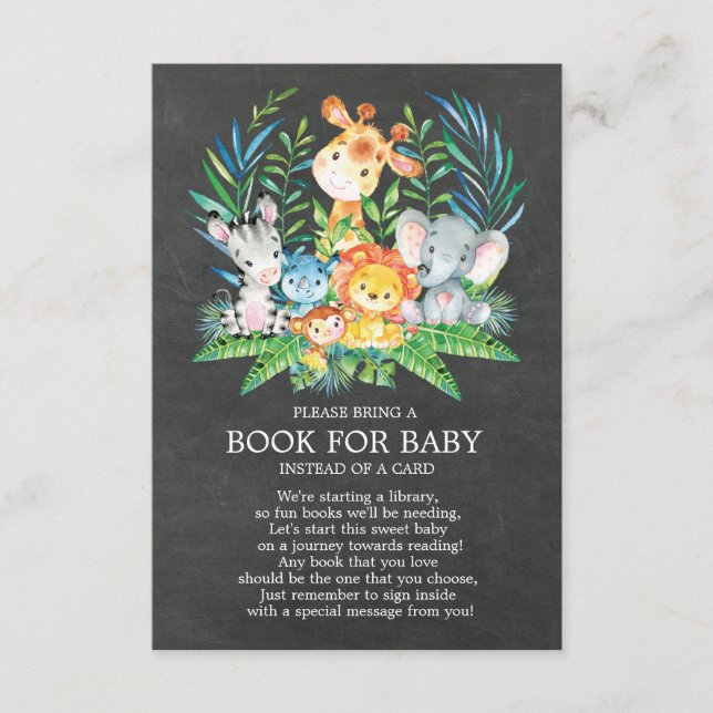 Chalkboard Safari Jungle Baby Shower Bok för Baby Tilläggskort (Framsida)