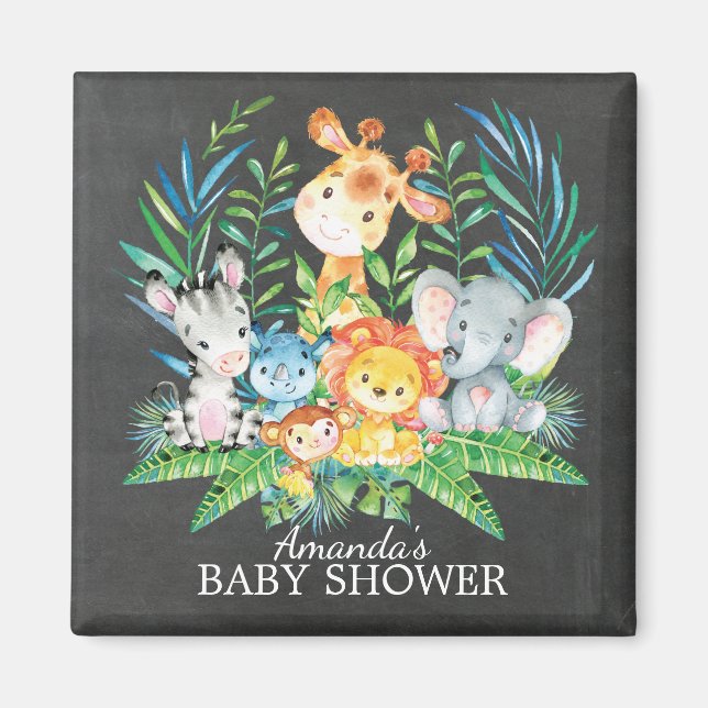 Chalkboard Safari Jungle Baby Shower Favor Magnet (Framsidan)