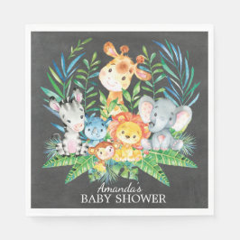 Chalkboard Safari Jungle Baby Shower Pappra Napkin Pappersservett