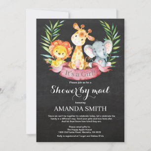 Chalkboard Safari Jungle Girl Baby Shower by Mail Inbjudningar