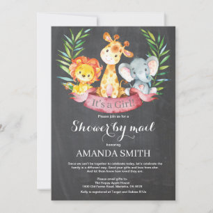 Chalkboard Safari Jungle Girl Baby Shower by Mail Inbjudningar